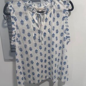 Lucky Brand Ruffled Paisley Print Top | Size L | NWT